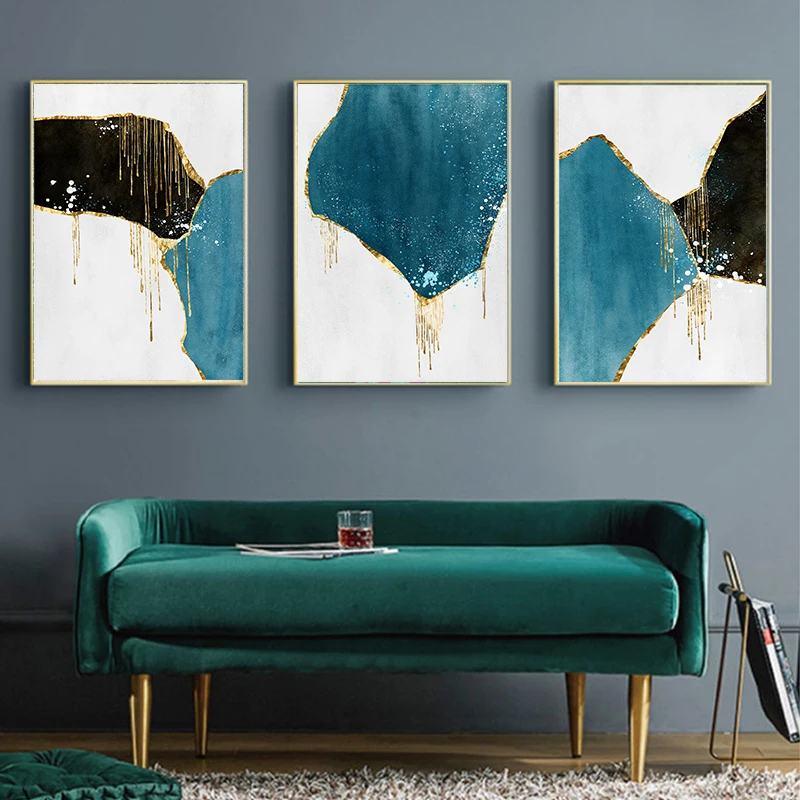 QX168-3北欧现代轻奢流金岁月抽象三联画3-==