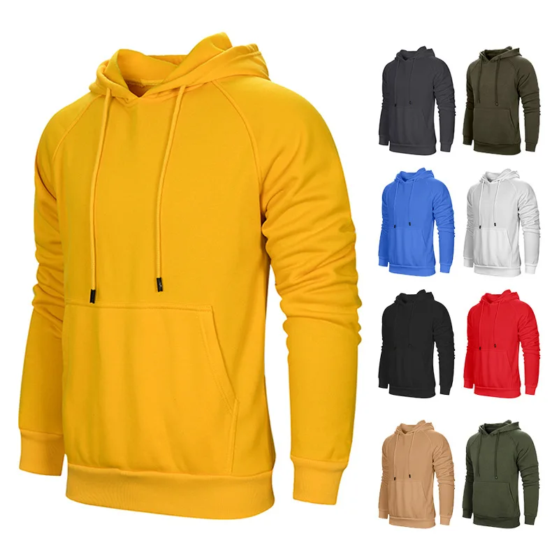 

2020 New Hot Sale Men's Solid Color Men's Pullover Hooded Sweater Can Be Customized and Printed Logo Blank Sweater Wholesale