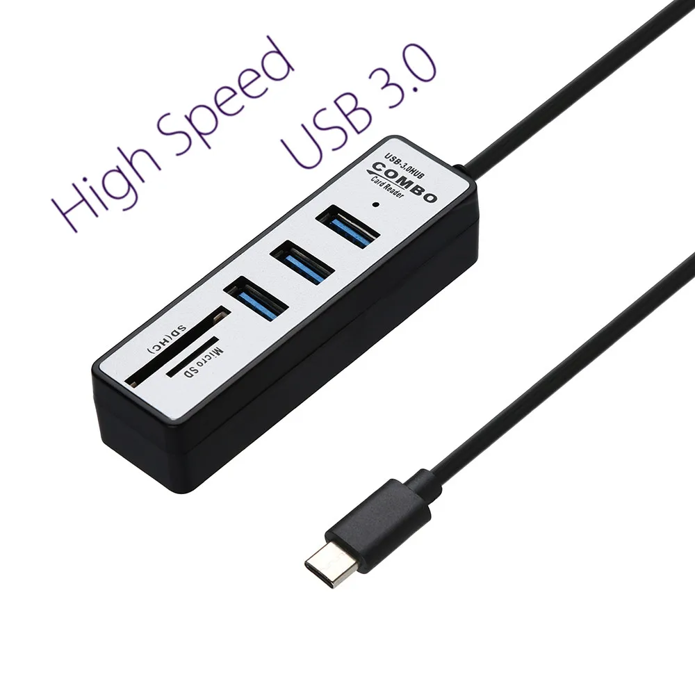2 в 1 type-C OTG USB 3,0 высокоскоростной концентратор разветвитель комбо 3 порта USB и SD/TF кардридер# LR3