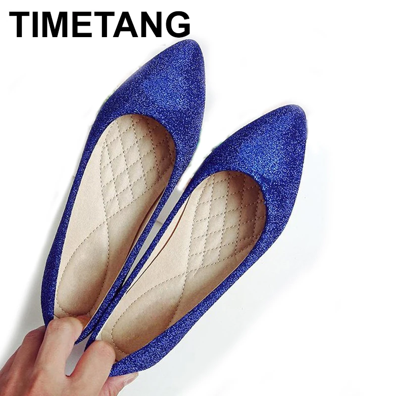 TIMETANG женская обувь красные туфли из ткани с блестками на плоской подошве