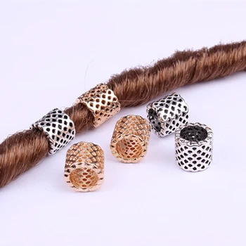 

10pcs/pack Gold Silver different 7 styles Alloy hair braid dread dreadlock beads rings tube approx 5-7mm inner hole jewelry