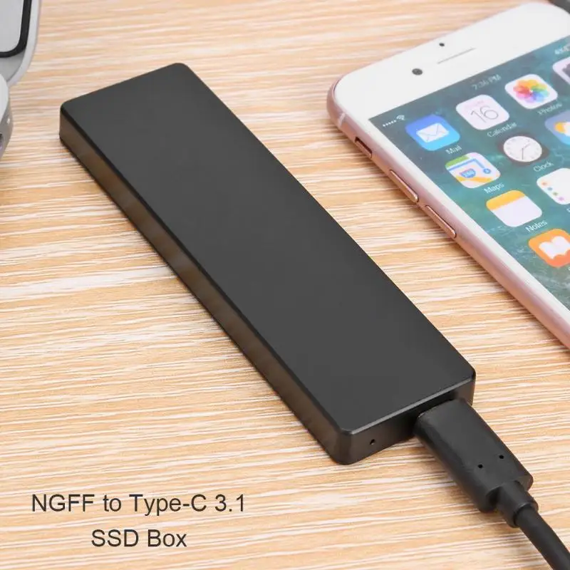 NGFF SATA M.2 to Type-C 3.1 SSD Box Hard Disk Case External Hard Drive Enclosure for 2242 22601 2280mm M.2 NGFF SSD hard drive
