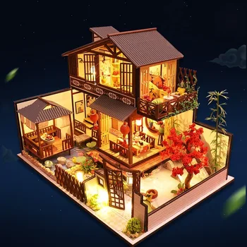 

Doll House Japanese Style Wooden Miniature Dollhouse Furniture Kit Toys for Birthday Gift Christmas New Year