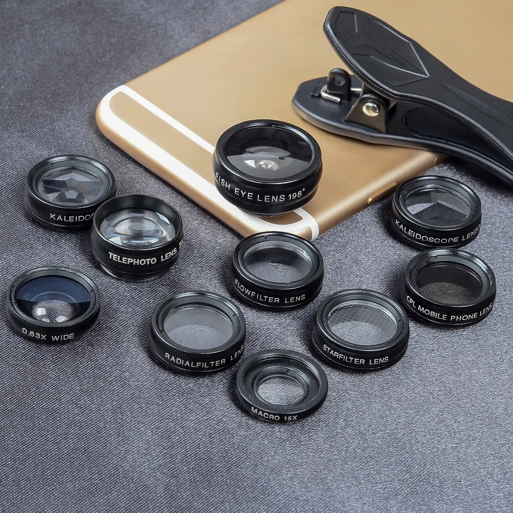 phone camera lens APEXEL 10 in1 Mobile Phone Lens Adapter Kit Fisheye Wide Angle Telescope  Macro Lens for Iphone Huawei Mobile Phone Accessories smartphone camera lens kit