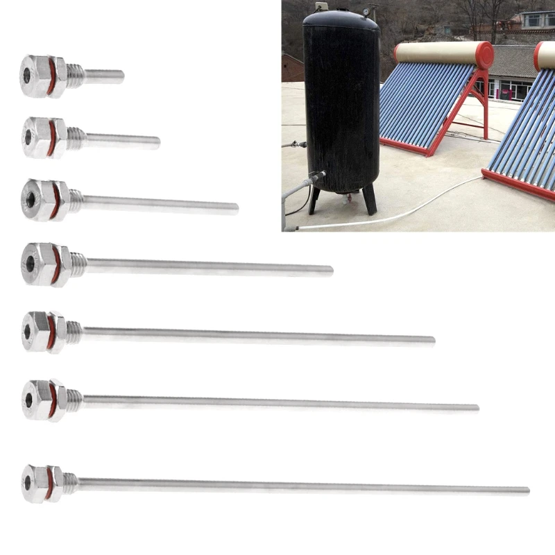 250℃ 2Mpa L35-300mm Thermowell Immersion Sleeve Pocket Stainless Steel 304 M10X1.5 Thread OD6mm For Temperature Sensor For temperature sensor