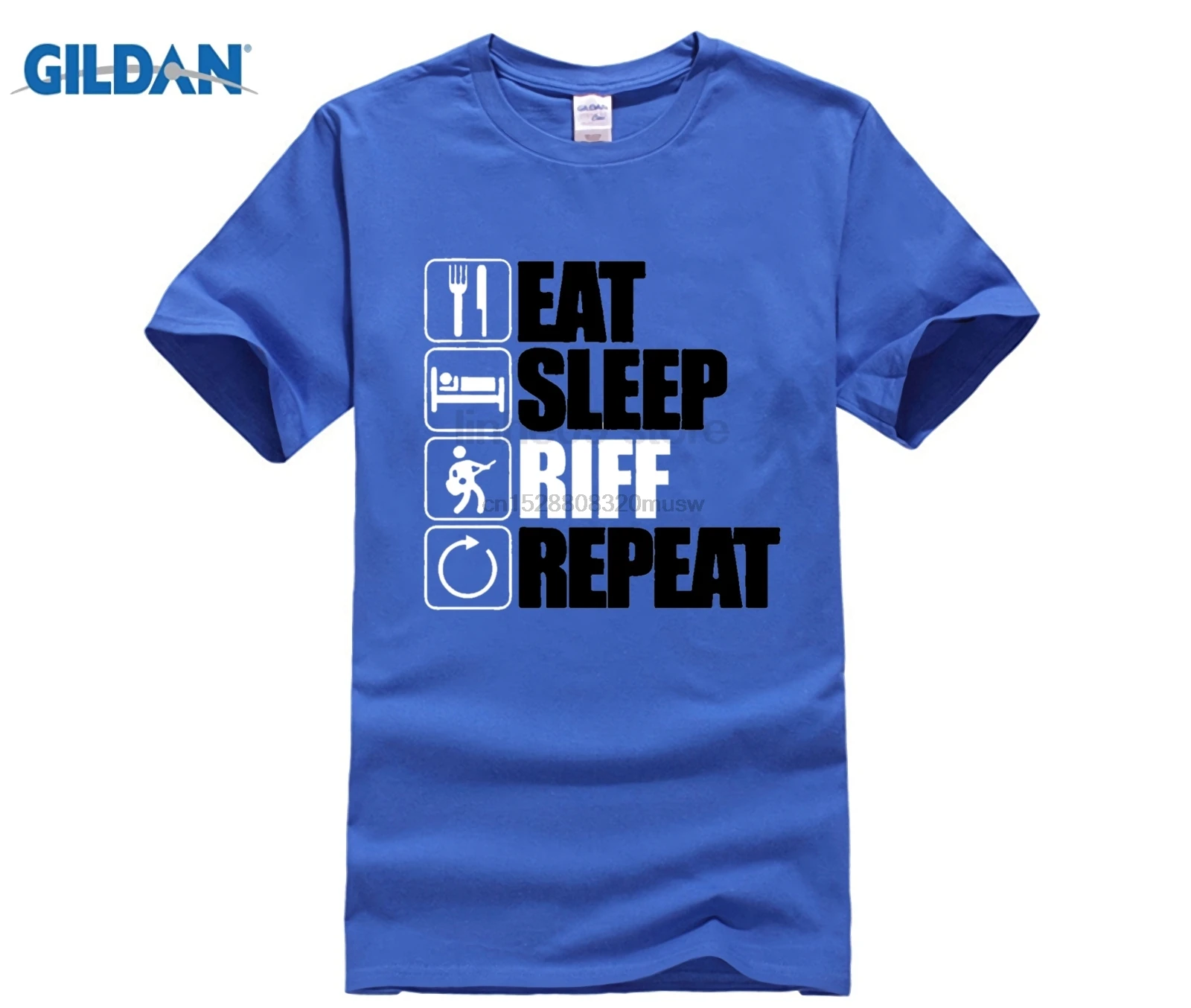 Eat Sleep Riff Repeat Guitar T Shirt - Gift for Him Dad Fathers Day Men High Quality Tops Hipster Tees Sleeve T-shirt Homme |