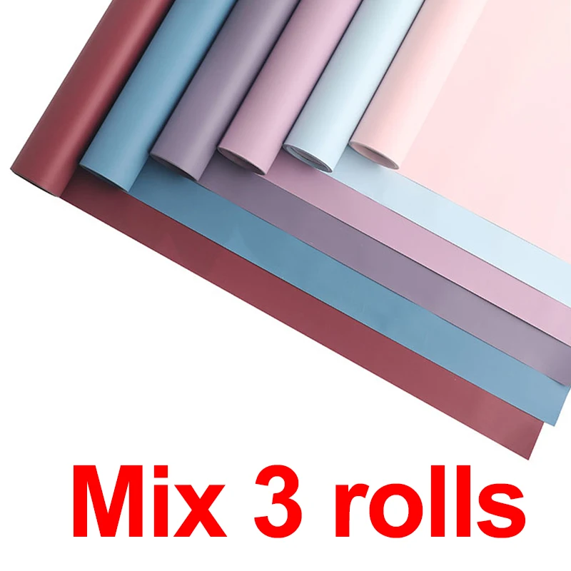 58 см* 11 ярдов рулон, однотонные цветы, оберточная бумага, плотная, водонепроницаемая, евроамериканская бумага, букет, подарочные упаковочные материалы - Цвет: Mix 3rolls