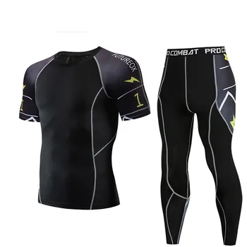 

New Brand Sports T-shirt Trend Men's Suit Quick-drying Breathable Compression Fabric Jogging Workout Training Gym Track Suit 20