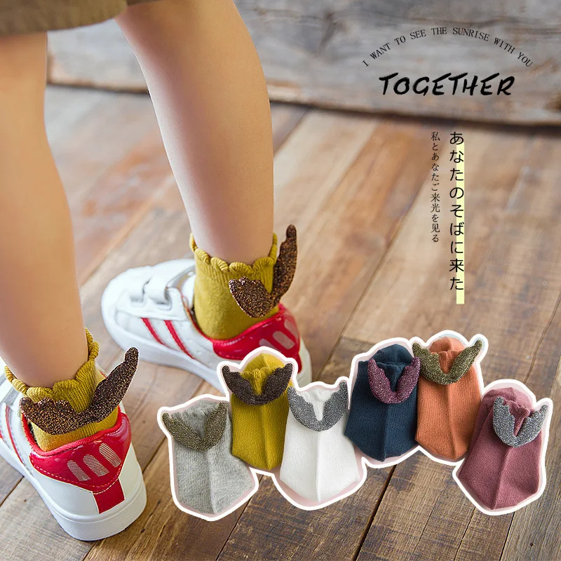 

CHILDREN'S Socks Korean-style Spring New Style Cotton Children Short Socks Angel Wings Children Fashion Socks Batch