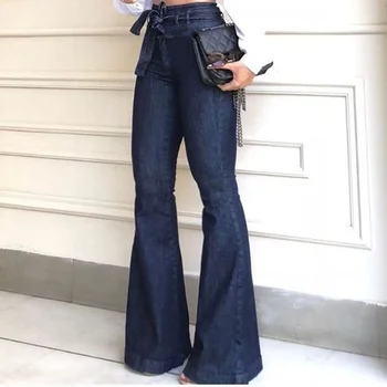 

Women's Classic Juniors Bell Bottom High Waist Fitted Denim Jeans