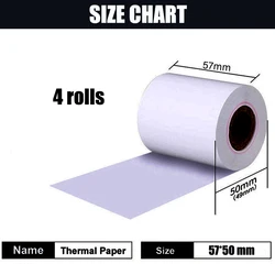 Thermal Paper 57x 50mm 4 Rolls Cash Register 58mm POS Printer 10m Long Mobile Bluetooth for Paperang & Peripage Mini Printer