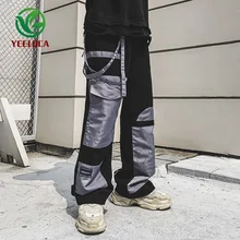 Необычные цветные комбинезоны с карманами, повседневный спортивный костюм для бега, негабаритные мужские модные брюки в стиле хип-хоп, скейтборд, рок
