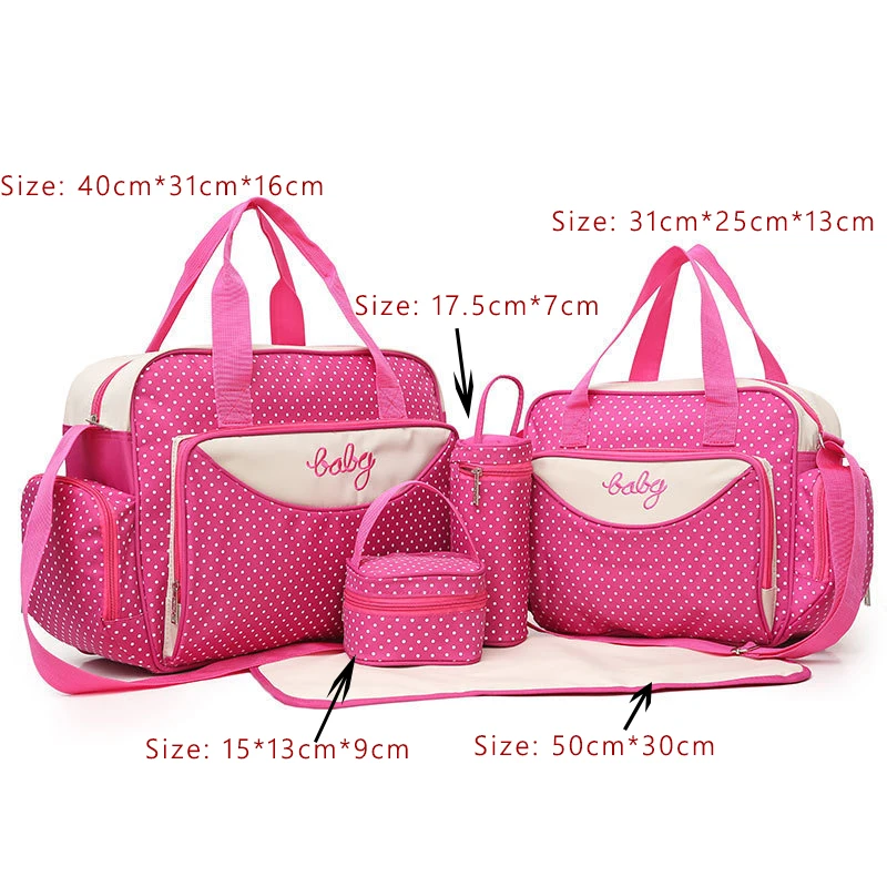 5pcs set Diaper Bag One Shoulder Baby bag Women Travel Handbag for Baby Nursing Mummy Maternity Nappy Bag luiertas