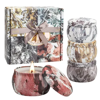 

Christmas Smokeless Fragrance Aromatherapy Candle with Tin Jar Plant Essential Oil Natural Soy Wax Home Decor Candle Rose Kit