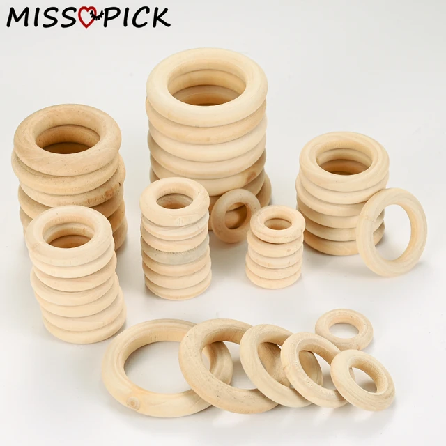 Unfinished Solid Natural Wooden Teething Ring Wood Lead-Free Beads For  Ornaments Connectors Jewelry Making Macrame