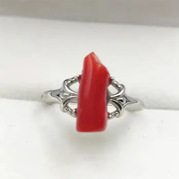 

Natural Red Precious Coral Gemstone Adjustable Size Ring 14mm Gemstone Woman Rare Raw Material 925 Sterling Silver Ring AAAAA