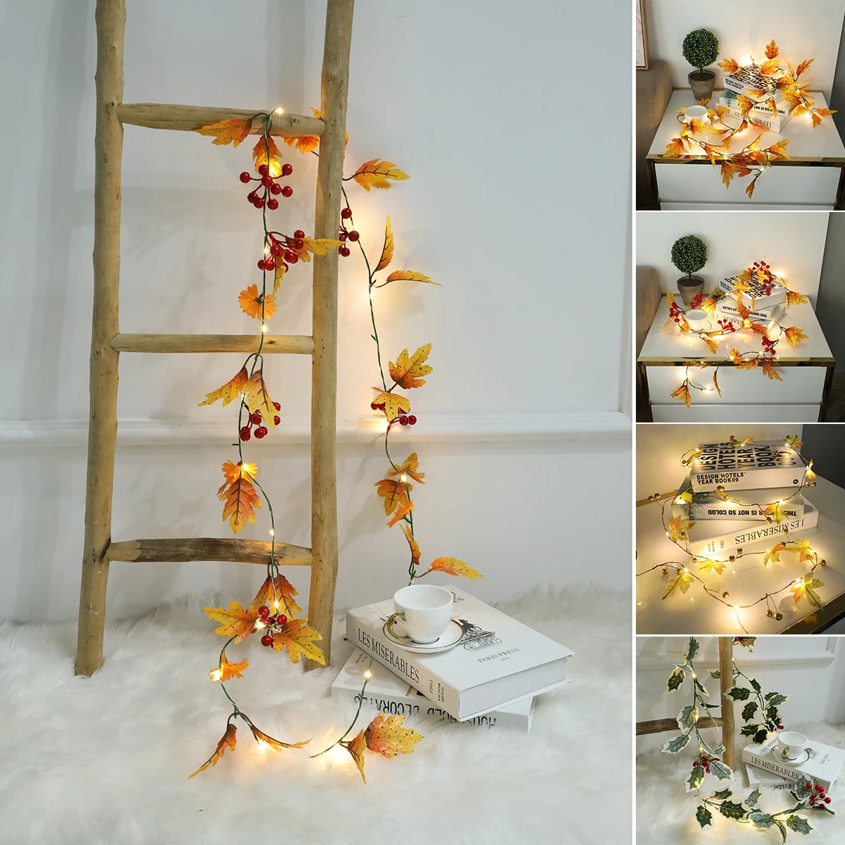 

2M 20LED Xmas LED Thanks Giving Decor Leaves Halloween Fall Berry Party Maple Leaves String Light Christmas String Light Maple