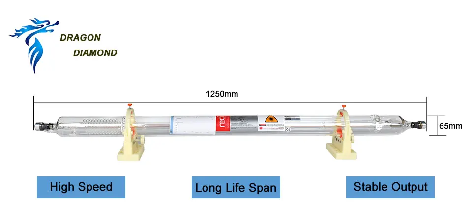 Reci T2 90 Вт-100 Вт CO2 лазерная трубка деревянная коробка длина упаковки 1250 мм диаметр. 65 мм для CO2 лазерной гравировки и резки