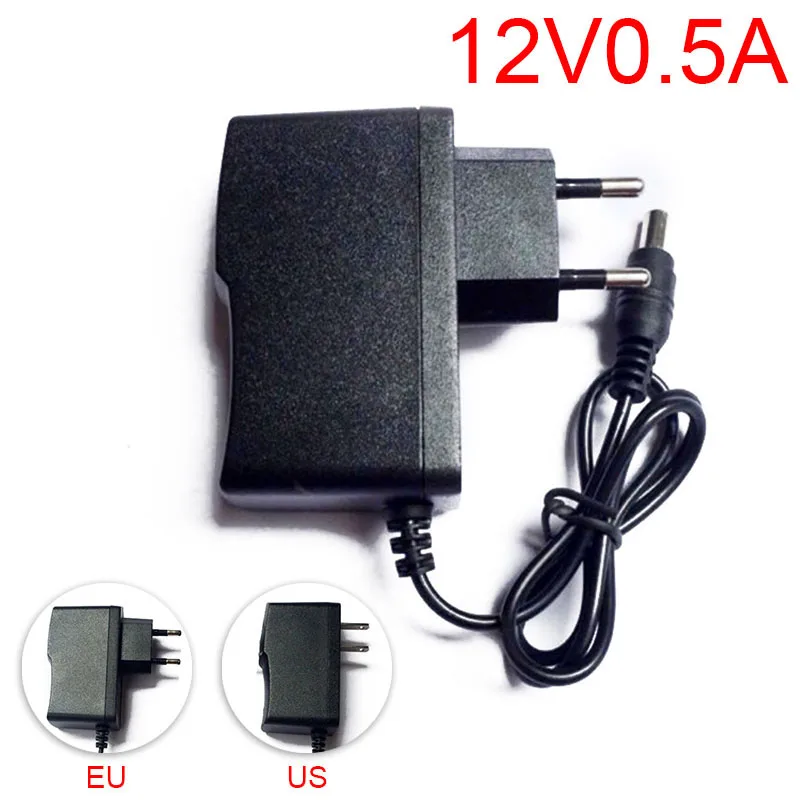 12V 0.5A 500mA US EU Plug преобразователь переменного тока в постоянный, Мощность адаптер питания Зарядное устройство зарядный адаптер 5,5 мм X 2,5 мм 100-240V для Светодиодные ленты светильник K09