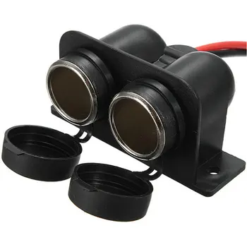

12V Dual Power Outlet Auxiliary Waterproof Car Motorcycle Wire Cigarette Lighter Power Socket Adapter