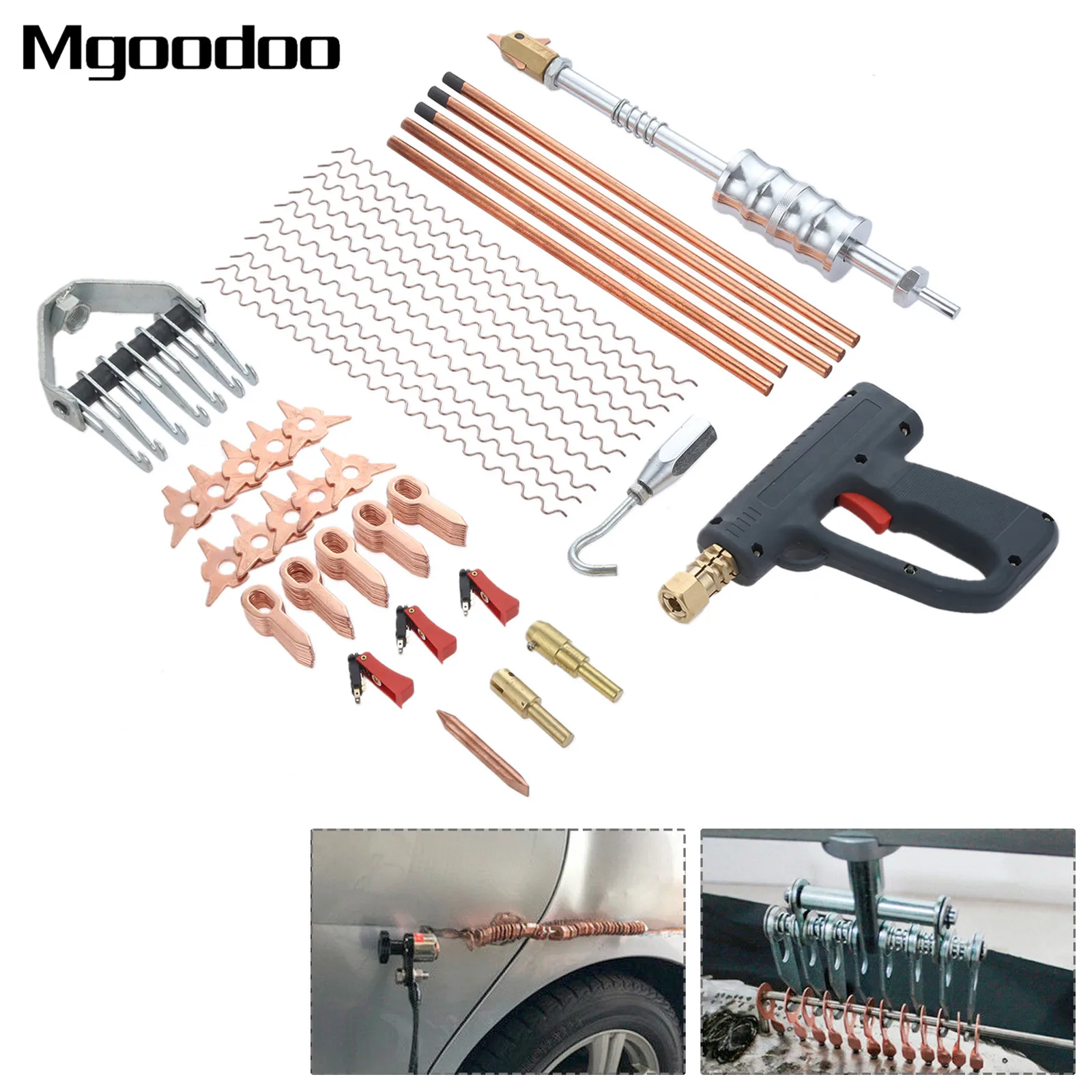 Mgoodoo 86 шт. Инструменты для ремонта кузова автомобиля Dent Puller kit точечная сварка корректирующий пистолет удаление прямолинейных вмятин набор устройств для удаления
