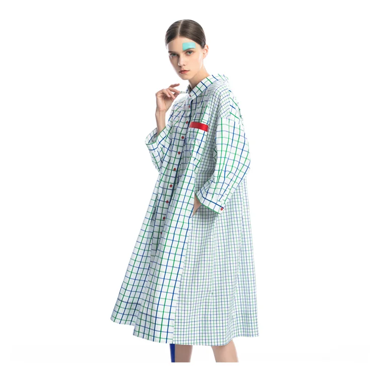 IRINAFC23 FW Коллекция Новое поступление Женская одежда лоскутное длинное негабаритное клетчатое платье-рубашка