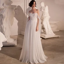 Classical Bridal Dress 2021 Sleeveless Lace Up Back Mild Strapless Chiffon Pleat Appliques Wedding Gowns Court Train Custom Made
