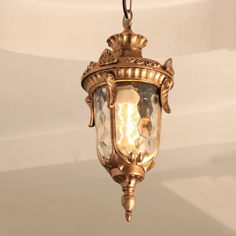빈티지 유리 샹들리에 공 야외 펜던트 램프 발코니 포도 방수 알루미늄 E27 전구 정원 매달려 램프 로프트