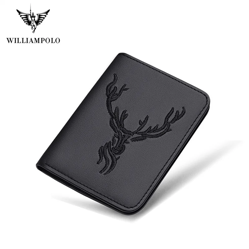 Мини кошелек WilliamPolo из натуральной кожи для мужчин тонкий складной держатель