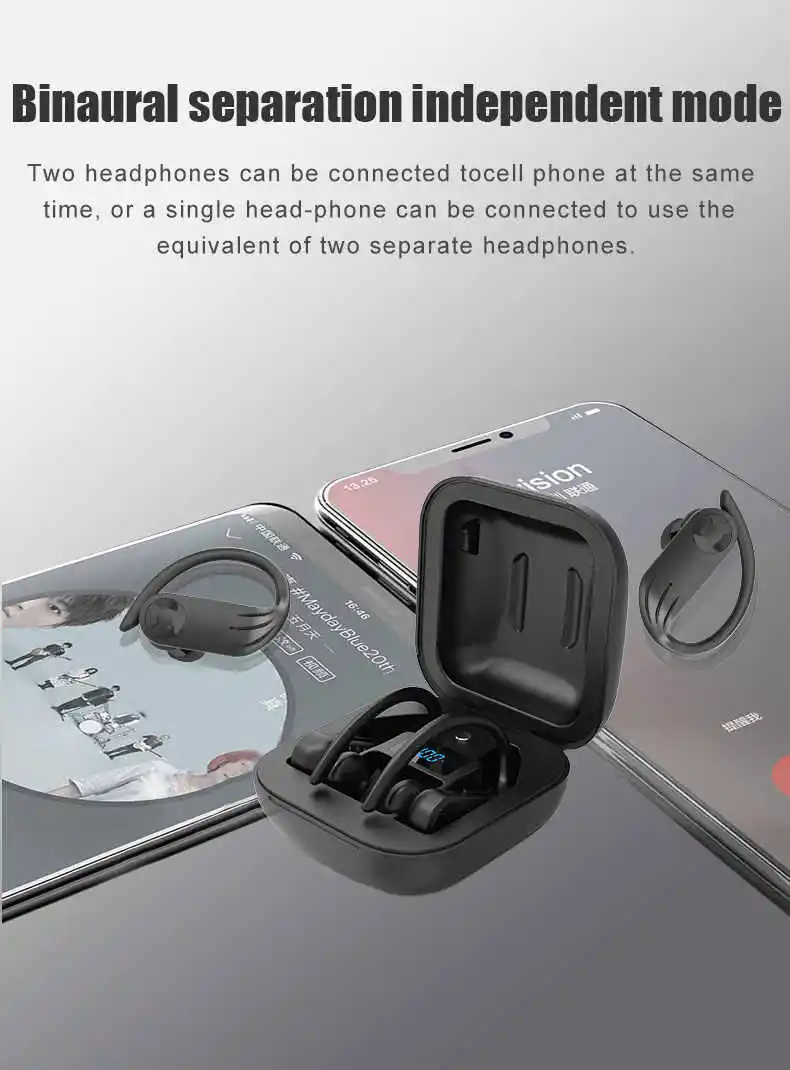 Bluetooth наушники типа c TWS, беспроводные наушники 5,0, спортивные наушники, наушники Bloototh, гарнитура для Android IPhone