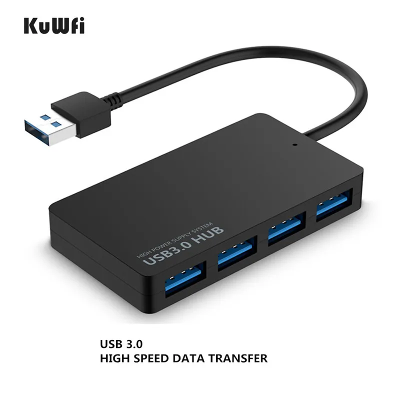 KuWFi 4 порта usb-хаб Высокоскоростной USB 3 0 внешний адаптер сплиттер расширитель Plug and