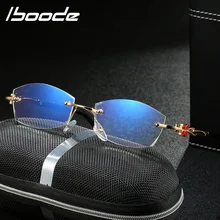 IBOODE, женские бескаркасные квадратные очки для чтения, анти-синий светильник, компьютерные очки, дальний прицел, дальнозоркость, очки для чтения, готовые