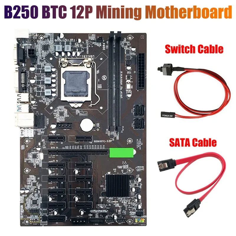 Материнская плата для майнинга B250 BTC с кабелем SATA + коммутационный кабель LGA 1151 DDR4