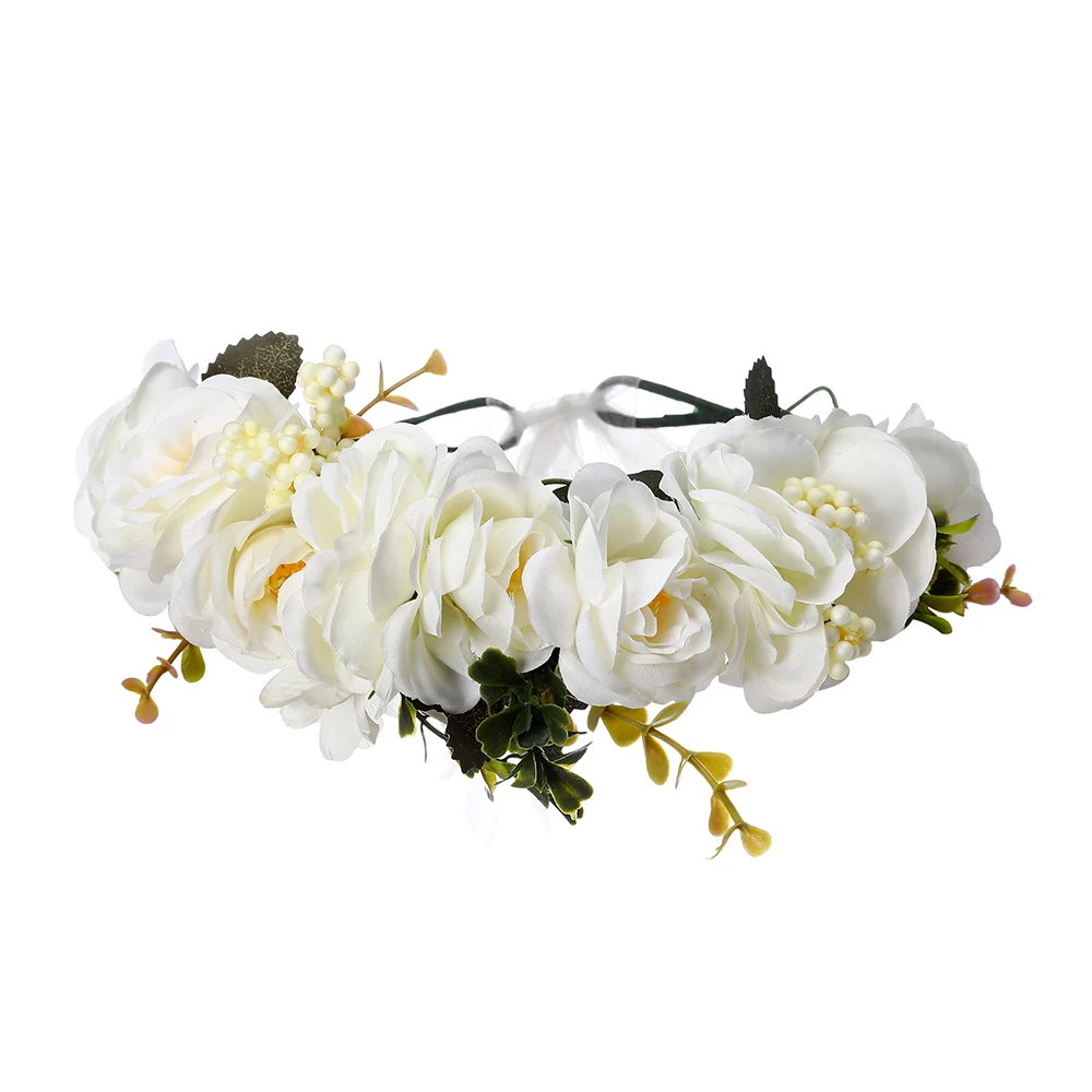 goody hair clips Molans Spring Rose Flower Crowns Romantic Chic Floral Garlands for Bride Wedding Boho Women Stimulated Flower Wreaths Girls hair clips for fine hair Hair Accessories