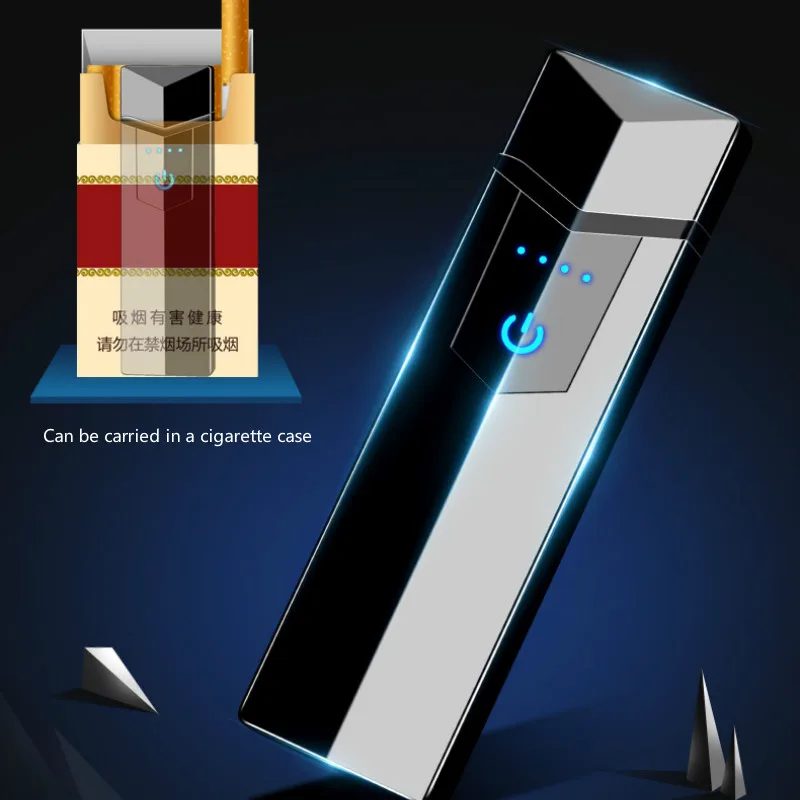 Прикуриватель сенсорный выключатель Зажигалка USB Перезаряжаемый Зажигалка ветрозащитный негорящий электронный зажигалка для курения