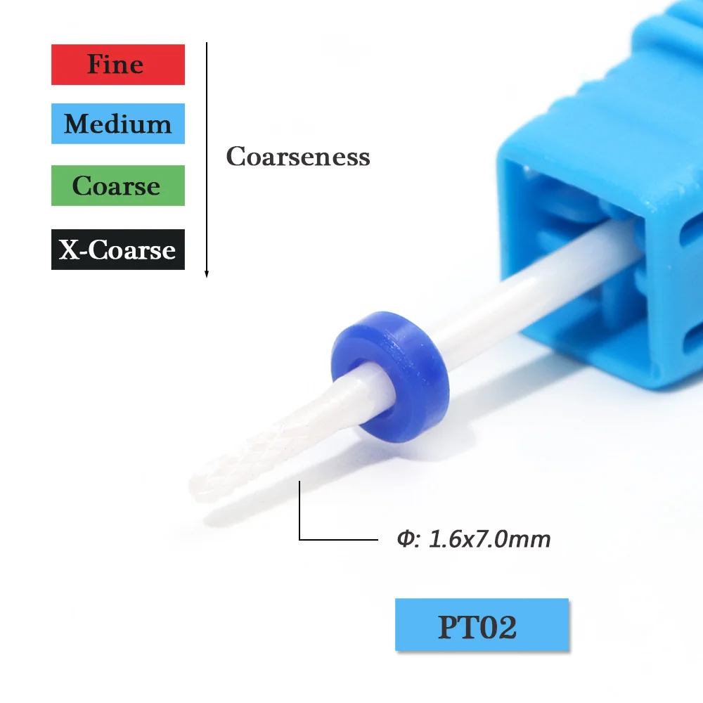 1 шт., керамические сверла для ногтей, фреза, шлифовальный гель для удаления лака для ногтей, пилочки для кутикулы, аксессуары, инструмент для маникюра, BEPT01-07 - Цвет: PT02