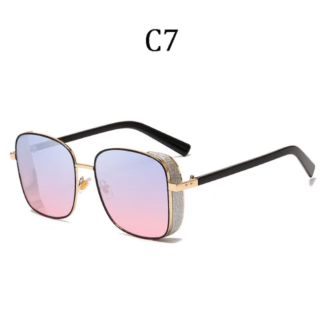 Новые зеркальные солнцезащитные очки oculos Gafas Брендовые мужские и женские солнцезащитные очки для вождения Ретро стимпанк женские мужские UV400 очки - Цвет линз: C7