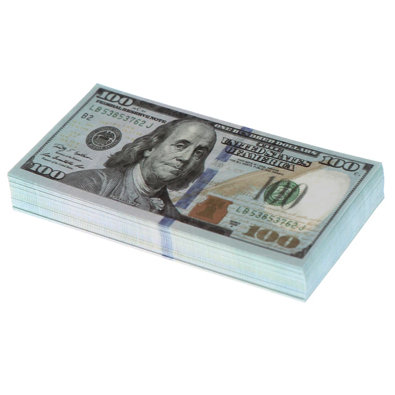 100 Sheets/set Mini Dollar 1:12 Dollhouse Miniature Life Money Us $100 BanknQE 