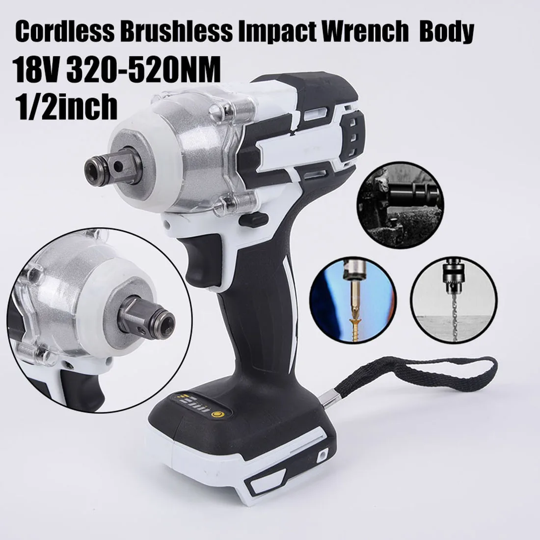 

Impact Cordless 1pc Electric Wrench Handheld Drive Shaft Woodworking Power Tool