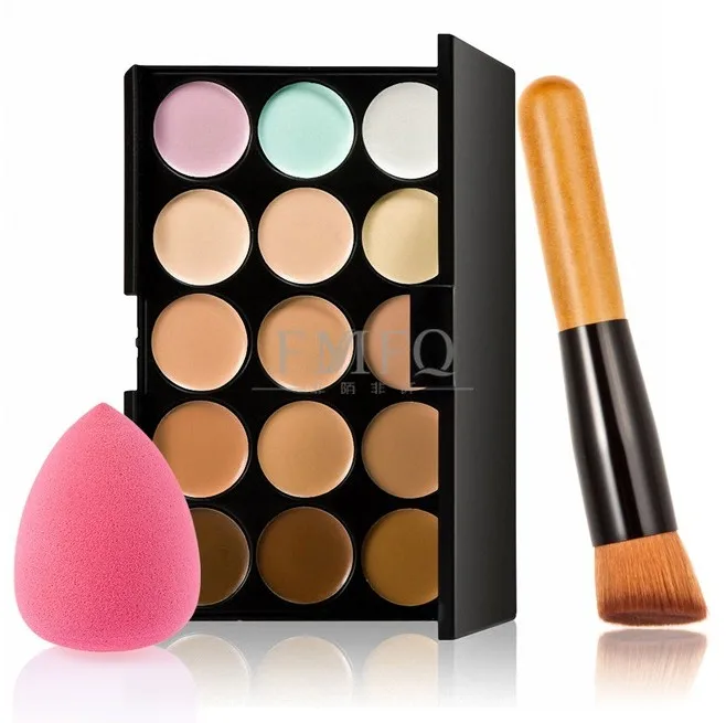 Concealer+Foundation brush Makeup set Kit Cream Based Professional Contour Palette Make up Set Pro Palette brush Sponge Puff