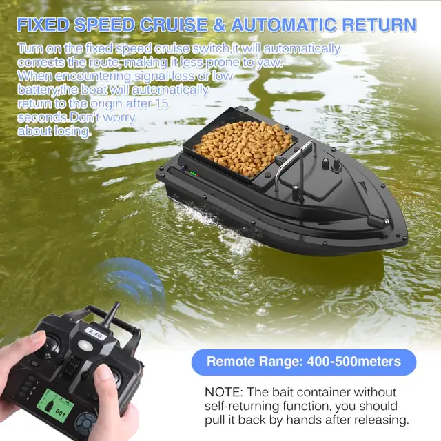 GPS Fishing Bait Boat with Large Bait Container Automatic Bait Boat 400 500M Remote Range D16B
