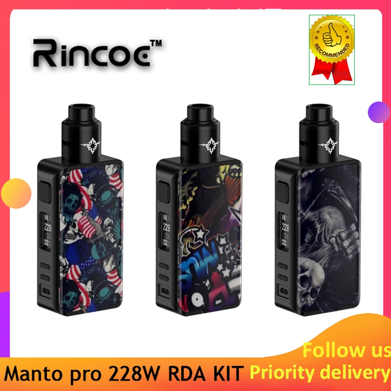 Набор для вейпа Rincoe Manto pro 228W RDA комплект Питание от двух аккумуляторов 18650 с 510