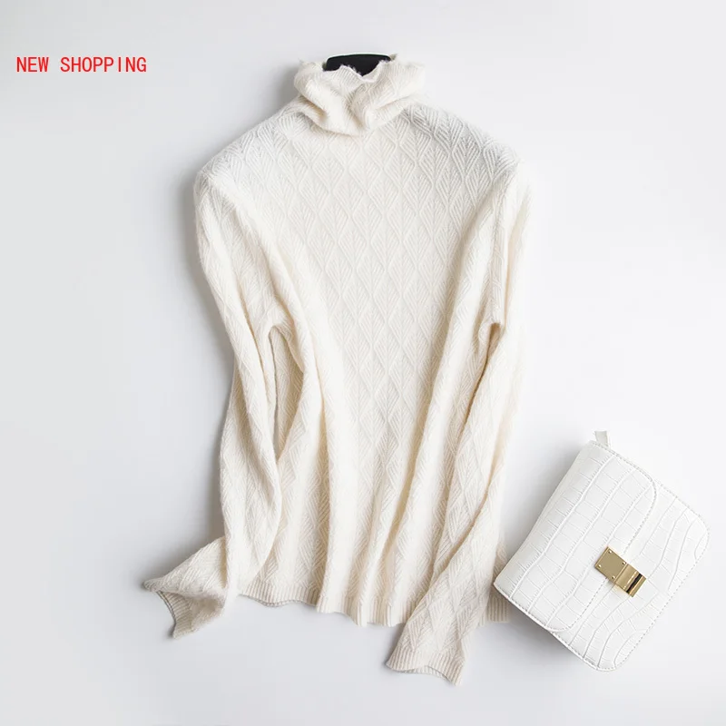 

Spring Autumn Cashmere Sweater Winter Women Fashion Sexy Turtleneck Pullover Loose 100% Wool Plus Size Knitted Tops High Quality