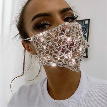 

EASTOKES Fashion Trendy Bling Bling Rhinestone Face Mask Welding process Mouth Mask Cover-up Party Clubwear Casual Jewelry Mask
