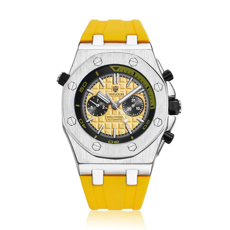 KIMSDUN2020 новые мужские часы модные двухглазые камуфляжные силиконовые водонепроницаемые автоматические механические часы спортивные деловые AP Royal Oak - Цвет: K-1223A-