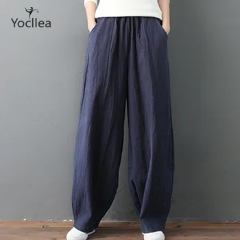 

Ramie Harem Pants women 2019 Spring Autumn vintage women's trousers Loose Soft All match solid long pants capris