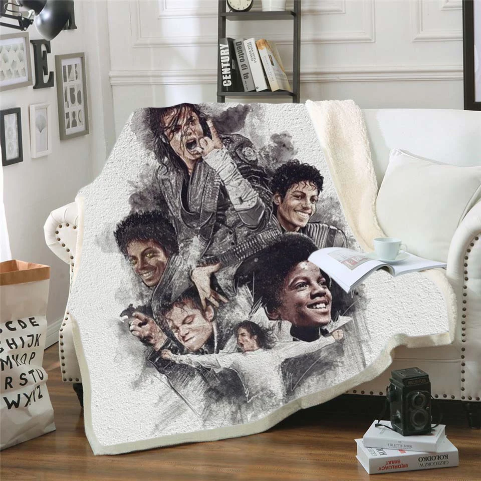 Michael Jackson 3d printed fleece blanket for Beds Hiking Picnic Thick Quilt Fashionable Bedspread Sherpa Throw Blanket style-7