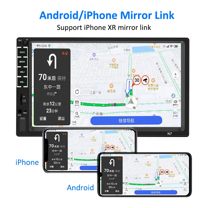 Mirror Link Автомобильный магнитола 2 din Bluetooth MP5-плеер Громкая связь A2DP MP3 USB TF Aux-in 7-дюймовый стерео аудиосистема Головное устройство PHYEE N7