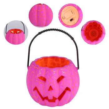

Halloween Portable Lantern Hanging Night Light Pumkin Lamp Voice Control Party Lantern Desktop Ornament (Voice Control Purple Pu