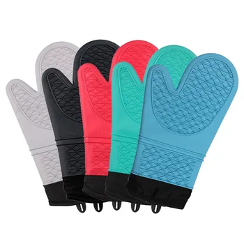 

1pcs Kitchen Baking Cooking BBQ Glove Heat Resistant Silicone Oven Thick Grill Glove Microwave Mitts Kitchen Gadgets Pot Mat
